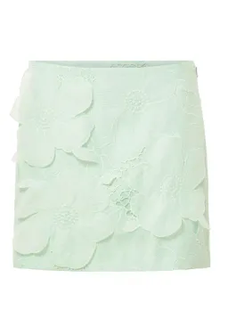Oroton Tie Neck Lace Top Size AU 8 & Lace Mini Skirt Size AU 10 Set Sea Spray for rent on The Volte - image 7