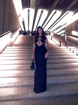 Christopher Esber Zephyr Wired Open Front Maxi Dress in Black Size 6 for rent on The Volte - image 1