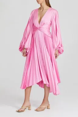 Acler Palms Pleat Dress Confetti Pink Size 8 for rent on The Volte - image 1