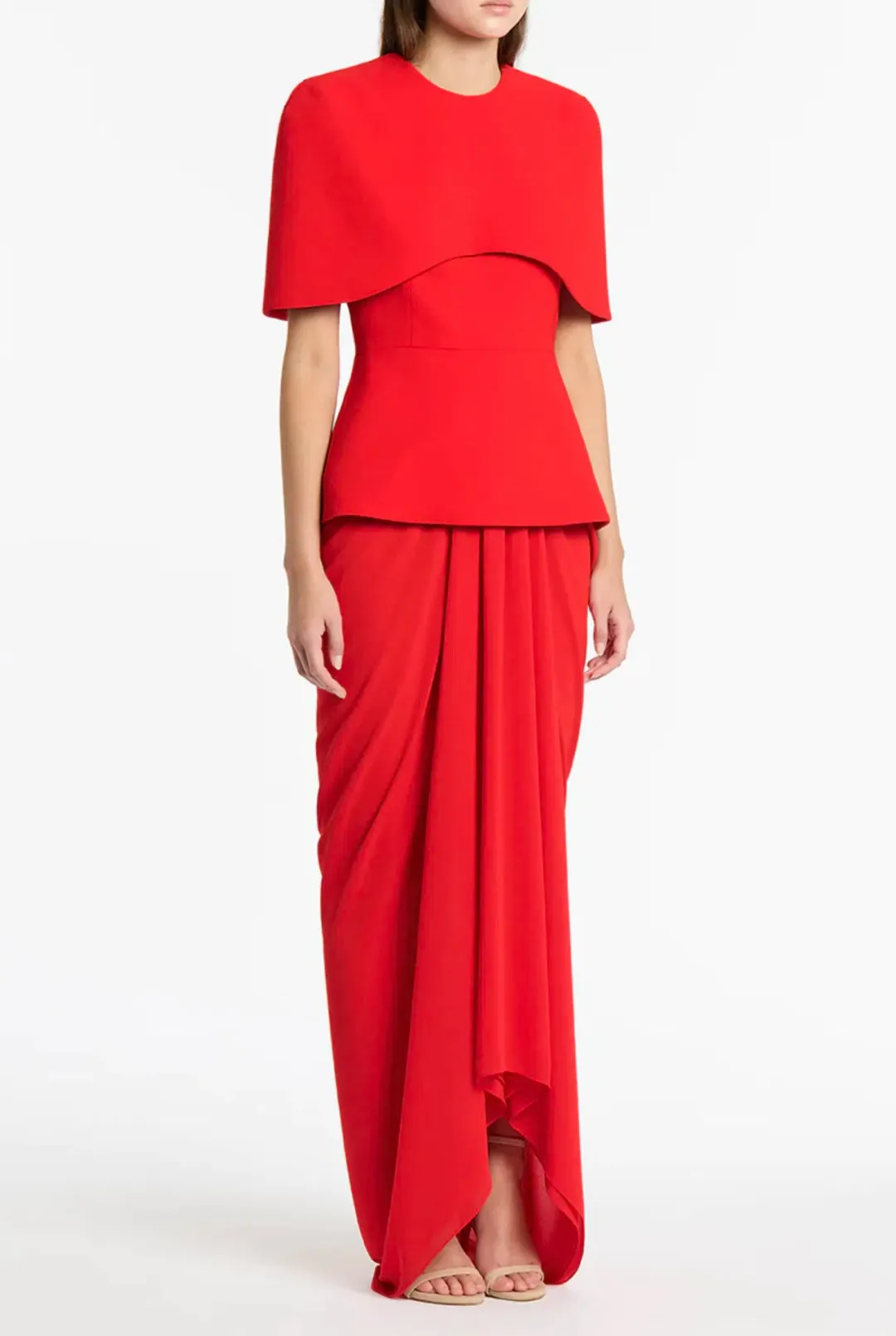 Carla Zampatti Georgette Waterfall Maxi Skirt in Red Size XS / AU 6 for rent on The Volte - main image