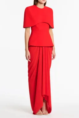 Carla Zampatti Georgette Waterfall Maxi Skirt in Red Size XS / AU 6 for rent on The Volte - image 1