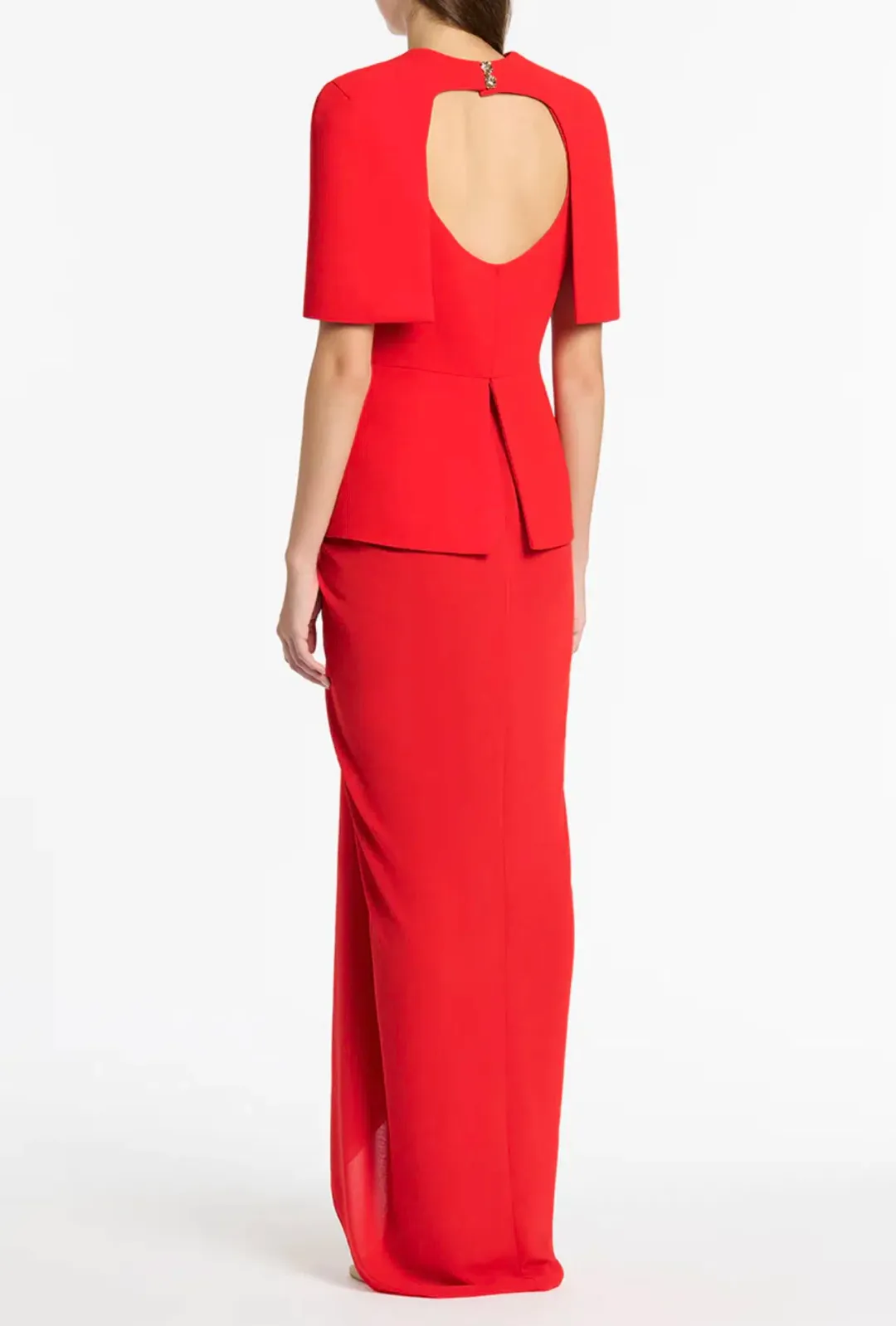 Carla Zampatti Georgette Waterfall Maxi Skirt in Red Size XS / AU 6 for rent on The Volte - main image