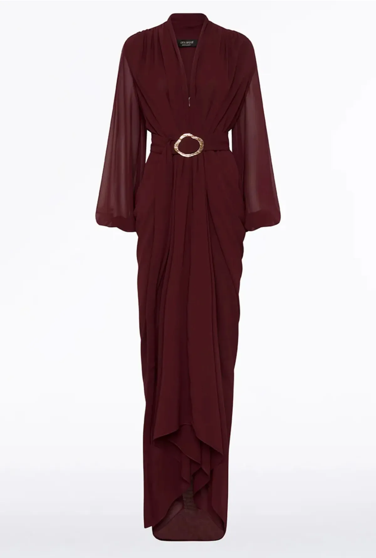 Carla Zampatti Georgette Waterfall Dress in Merlot Size 4 - Image 3