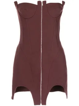 Dion Lee Double Arch Bustier Mini Dress in Oxblood Size 6 for rent on The Volte - image 2