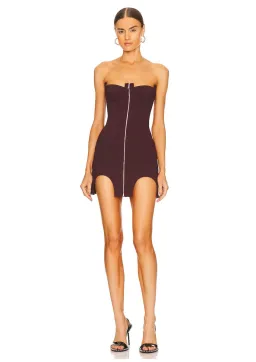 Dion Lee Double Arch Bustier Mini Dress in Oxblood Size 6 for rent on The Volte - image 1