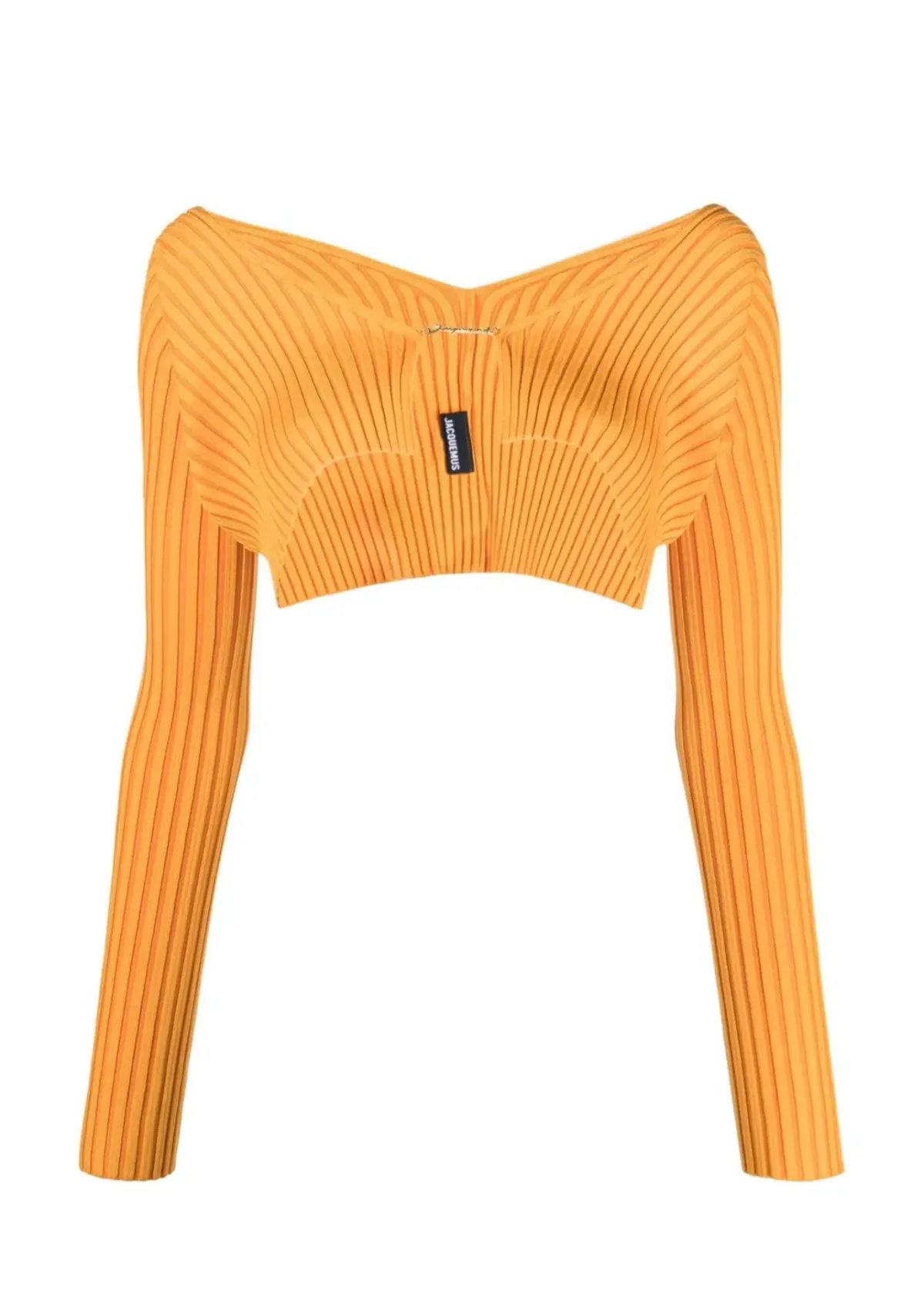 Jacquemus Logo Embelished Cropped Cardigan in Orange Size XS / AU 6 - Image 3