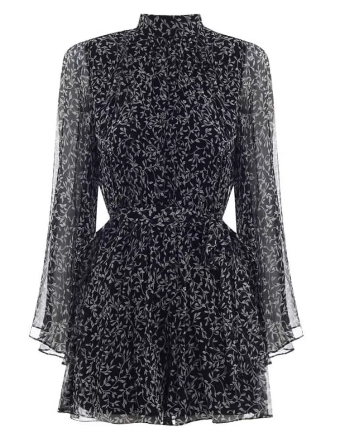Zimmermann Maples Flare Sleeve Playsuit in Black Vine Size 1 / AU 10 for rent on The Volte - main image