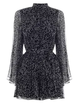 Zimmermann Maples Flare Sleeve Playsuit in Black Vine Size 1 / AU 10 for rent on The Volte - image 1