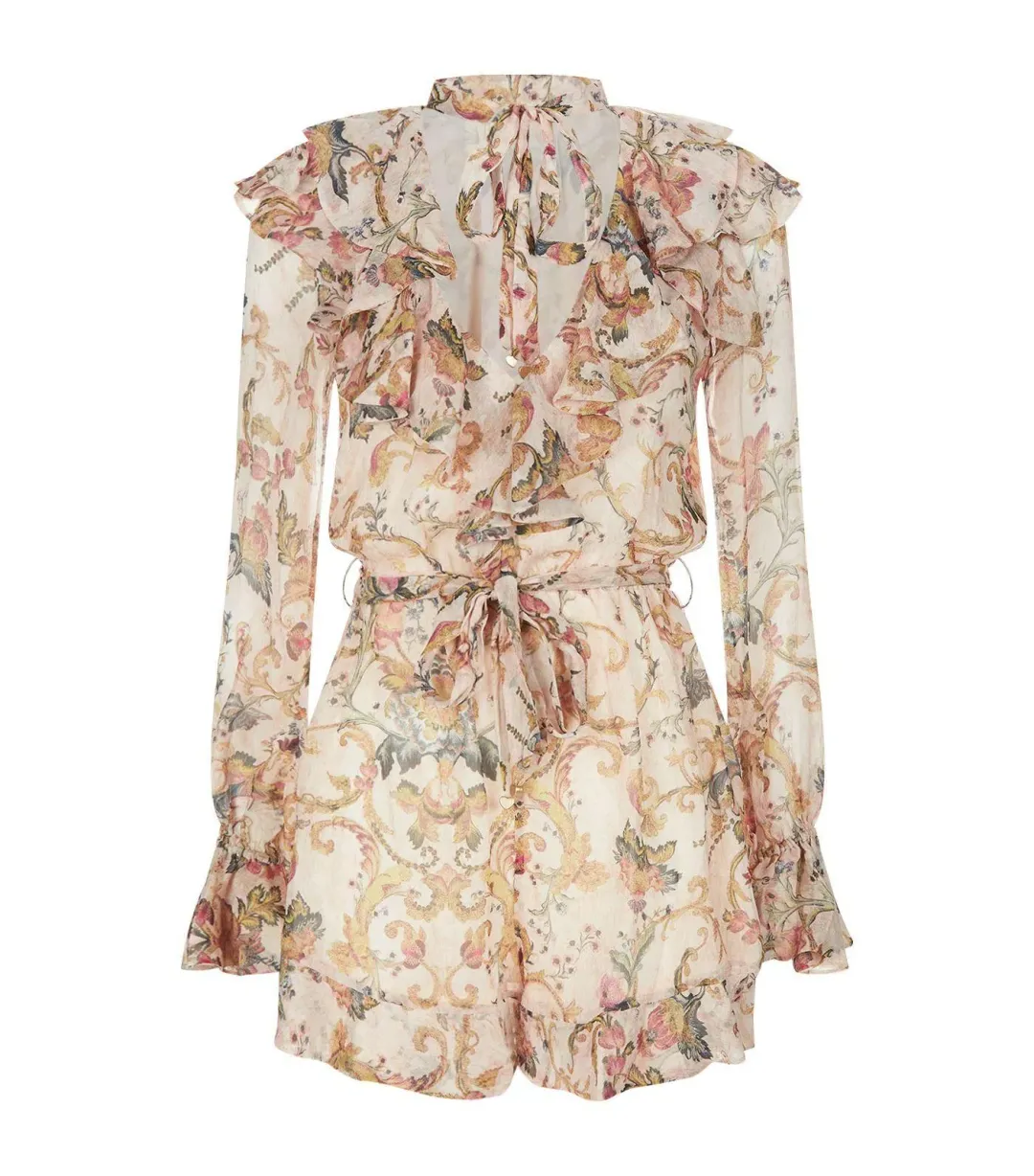 Zimmermann Painted Heart Cascade Playsuit Peach Tapestry Size 1 / AU 10 for rent on The Volte - main image