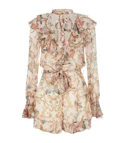 Zimmermann Painted Heart Cascade Playsuit Peach Tapestry Size 1 / AU 10 for rent on The Volte - image 4