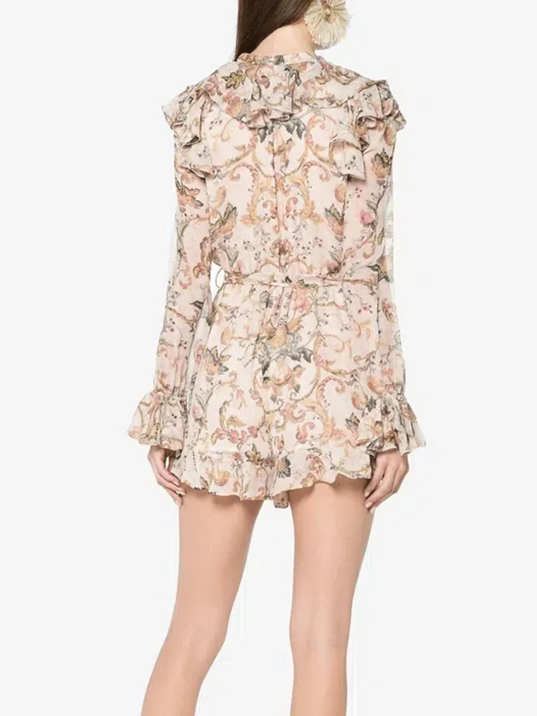 Zimmermann Painted Heart Cascade Playsuit Peach Tapestry Size 1 / AU 10 for rent on The Volte - main image