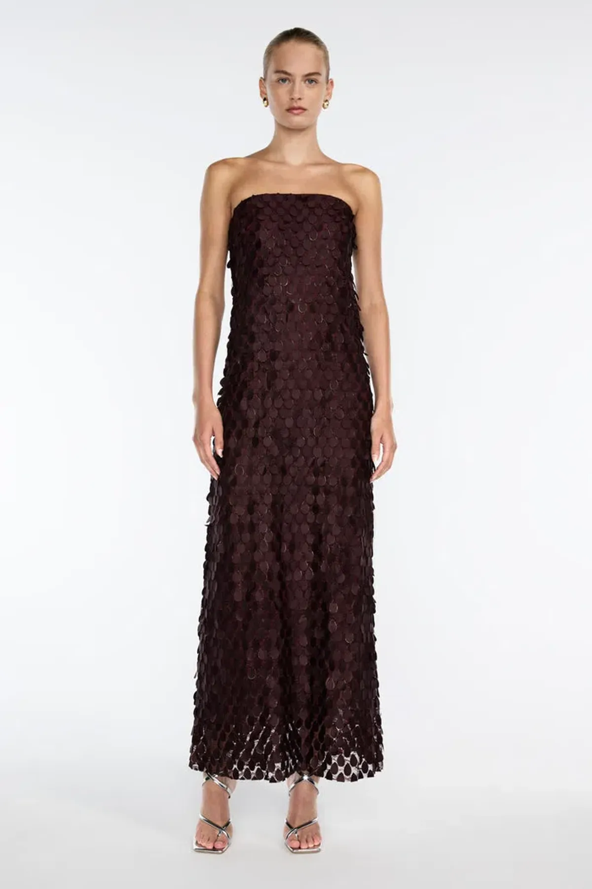 Manning Cartell Extreme Supreme Column Dress in Mulberry Size 8 for rent on The Volte - main image