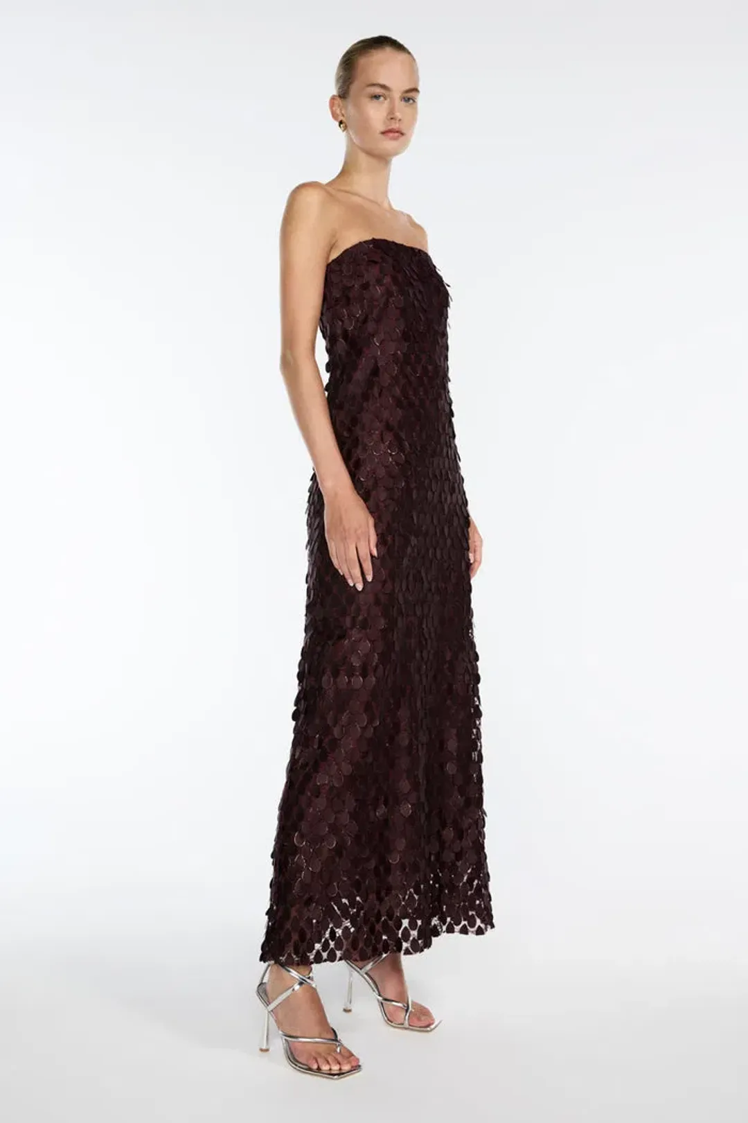 Manning Cartell Extreme Supreme Column Dress in Mulberry Size 8 for rent on The Volte - main image