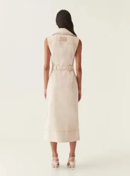 Aje Lorah Denim Midi Dress Sand Size 10 for rent on The Volte - image 3
