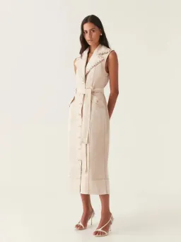 Aje Lorah Denim Midi Dress Sand Size 10 for rent on The Volte - image 1