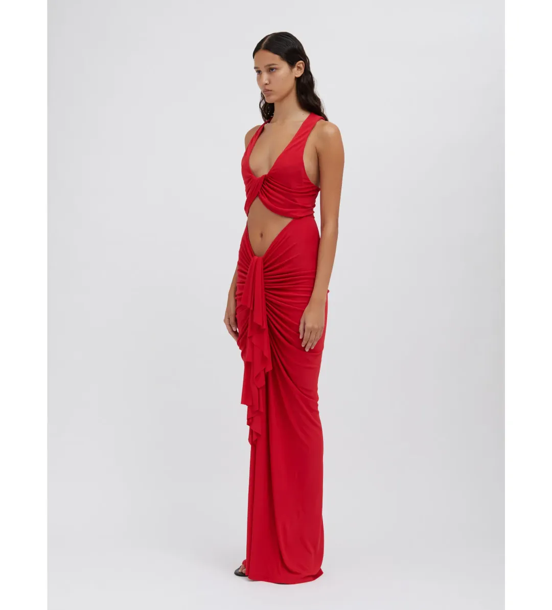 Christopher Esber Vivenda Drape Front Dress Watermelon Size 8 for rent on The Volte - main image