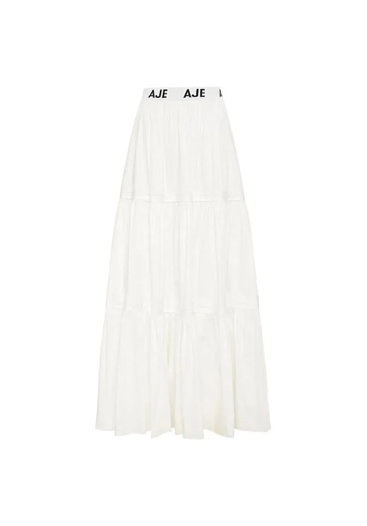Aje Bardot Logo Tiered Midi Skirt White Size 6 - Image 3