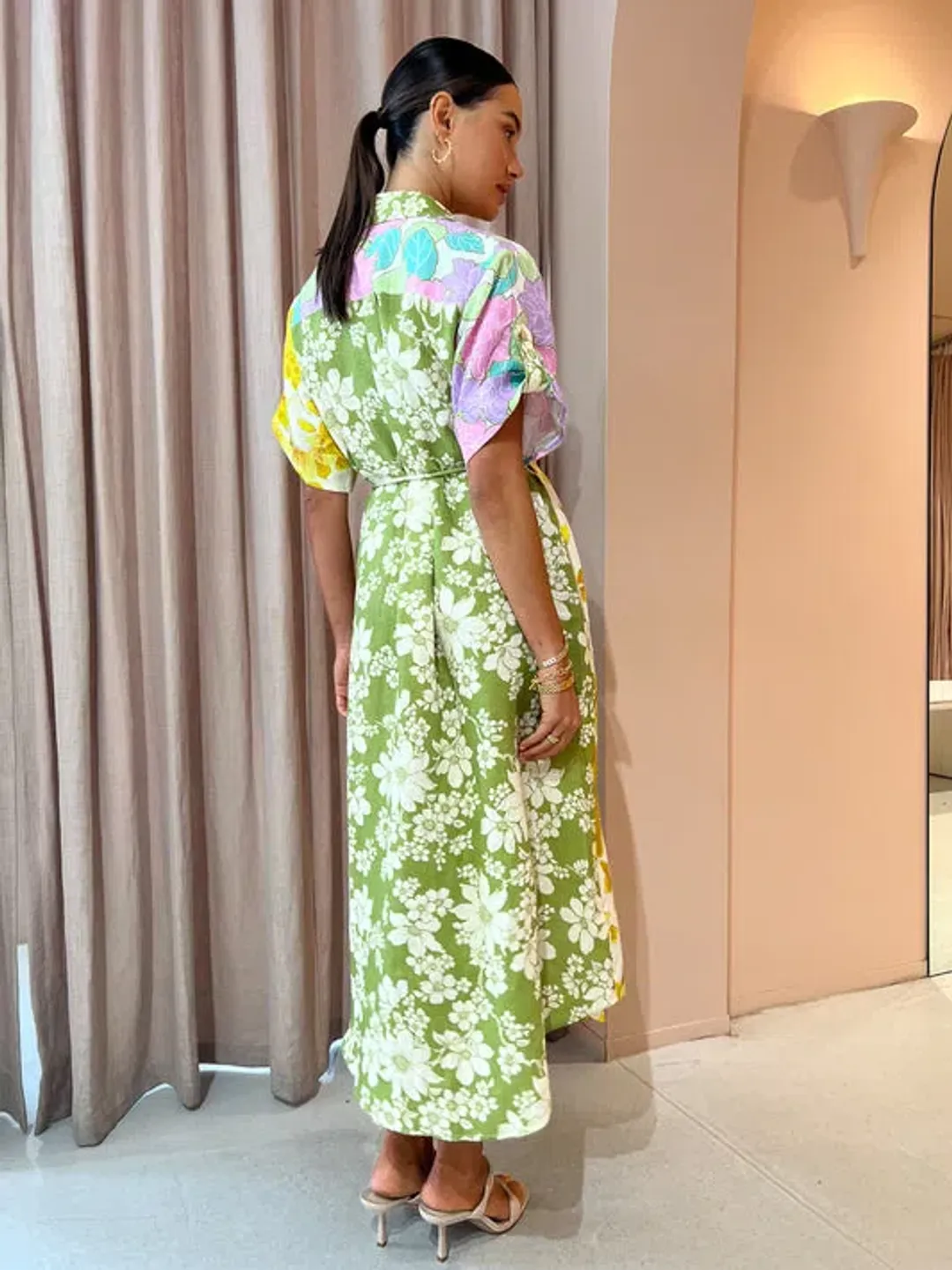 Alemais Elora Patchwork Shirtdress In Multi Size 8 for rent on The Volte - main image