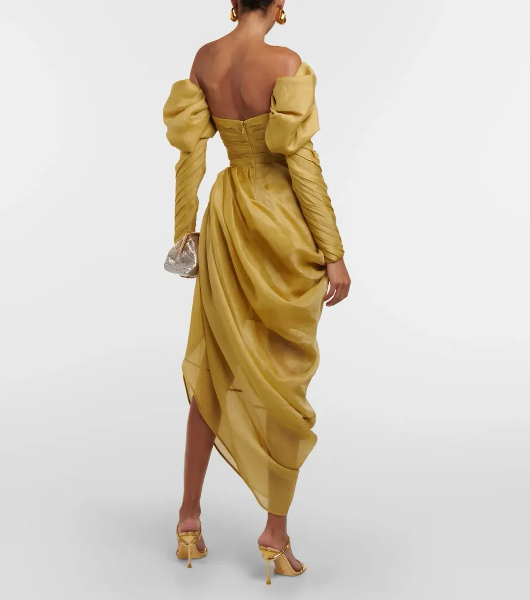 Zimmermann Sensory Drape Linen-Blend Midi Dress Green Size 10 for rent on The Volte - main image