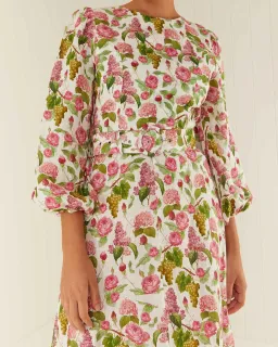 Palm Noosa Melrose Linen Long Sleeve Dress Pink Blooms Print Size 14 for rent on The Volte - image 2