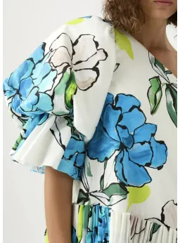 Aje Cy Off Shoulder Smock Mini Dress Cool Camelia Floral Print Size AU 8 for rent on The Volte - image 4
