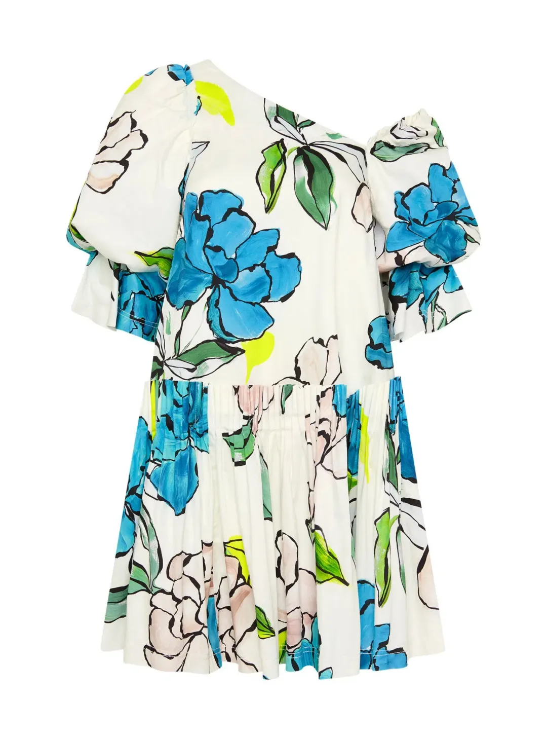 Aje Cy Off Shoulder Smock Mini Dress Cool Camelia Floral Print Size AU 8 for rent on The Volte - main image