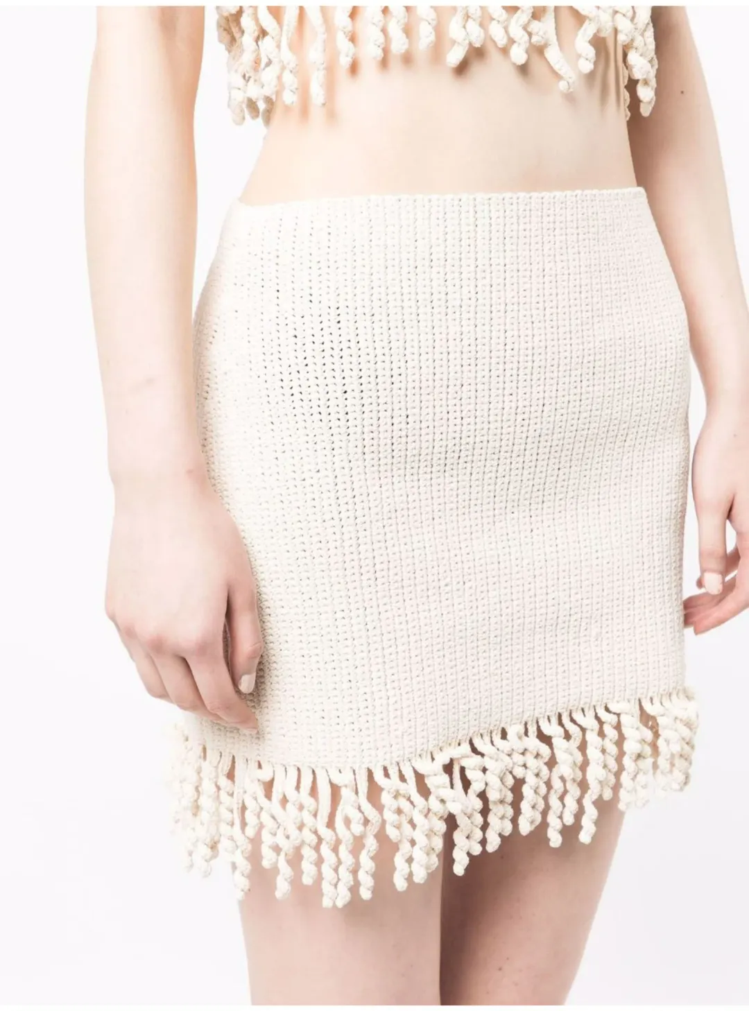 Dion Lee Tassel Wave Crochet Mini Skirt And Top Cream Size XS / AU 6 for rent on The Volte - main image