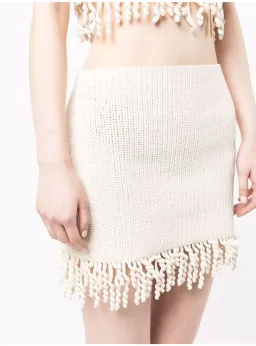 Dion Lee Tassel Wave Crochet Mini Skirt And Top Cream Size XS / AU 6 for rent on The Volte - image 2