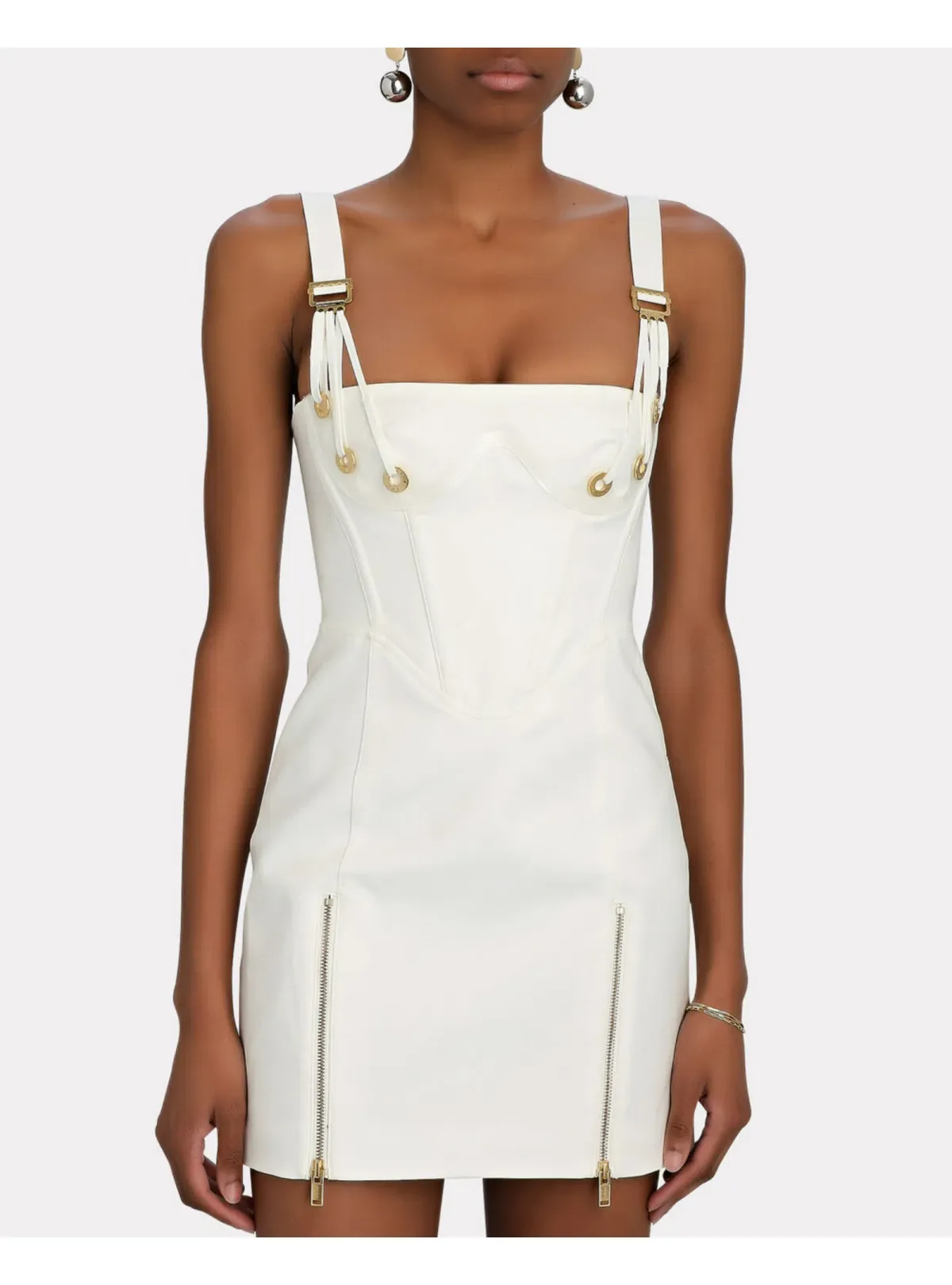 Dionlee Fan Lace Zip Dress in White Size XXS / AU 4 - Image 3