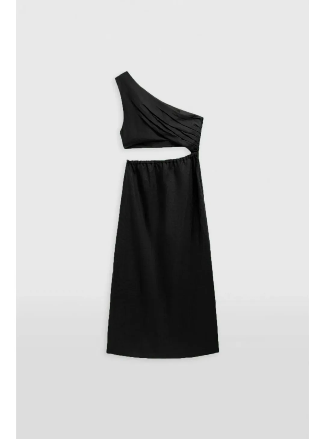 Venroy Draped One Shoulder Cut Out Midi Dress Black Size M / AU 10 for rent on The Volte - main image