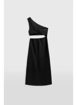 Venroy Draped One Shoulder Cut Out Midi Dress Black Size M / AU 10 for rent on The Volte - image 4