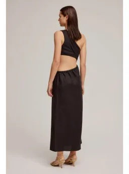 Venroy Draped One Shoulder Cut Out Midi Dress Black Size M / AU 10 for rent on The Volte - image 3