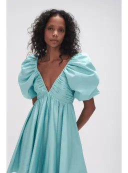 Aje Gabrielle Plunge Mini Dress Spearmint Blue Size AU 16 for rent on The Volte - image 3