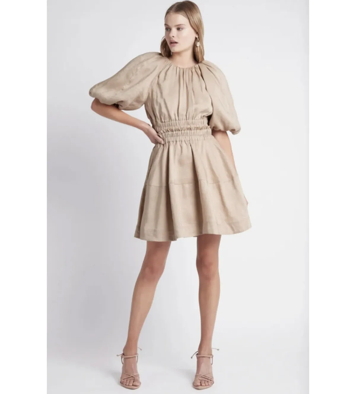 Aje Solitude Cutout Mini Dress Beige Size 10 for rent on The Volte - main image