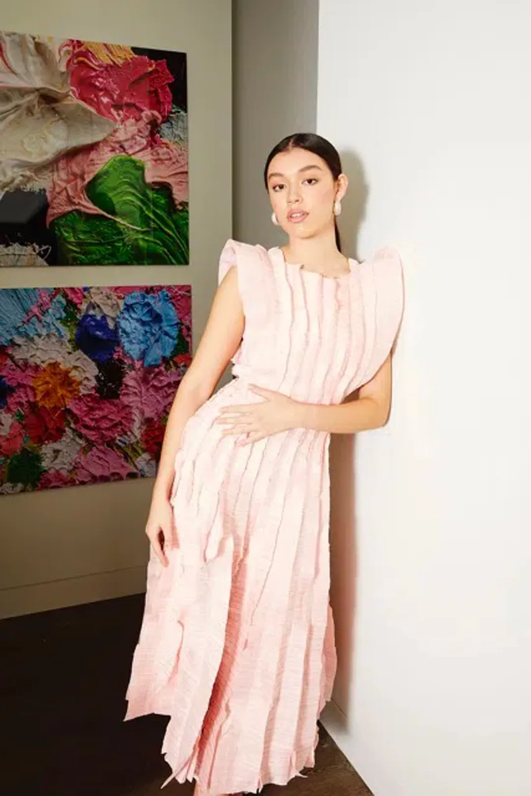 AJE - Hybrid Midi Dress Rose Pink - Size AU 8 for rent on The Volte - main image