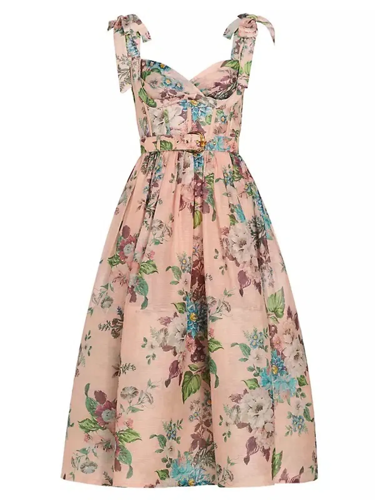 Zimmermann Matchmaker Midi Dress Pink Barkcloth Floral Print Size 2 / AU 12 - Image 4