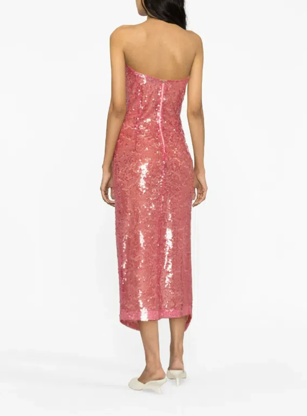 The Attico Bustier Midi Dress Pink Sequinned Size XL / AU 14 - Image 3