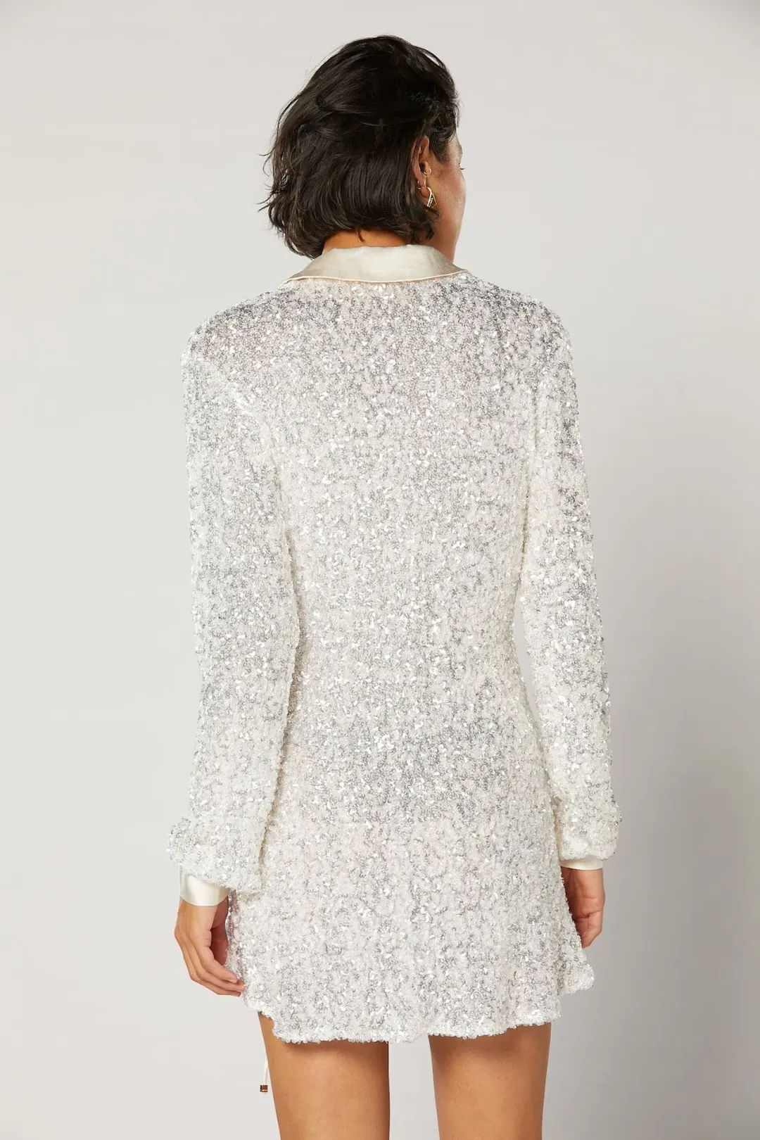 Winona Arissa Wrap Shirt Dress White Sequin Size 14 for rent on The Volte - main image