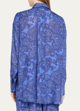 Zimmermann Ottie Relaxed Shirt Size 0P/ AU 6 and Pant Size 1/ AU 10 Set Blue Paisley for rent on The Volte - image 3