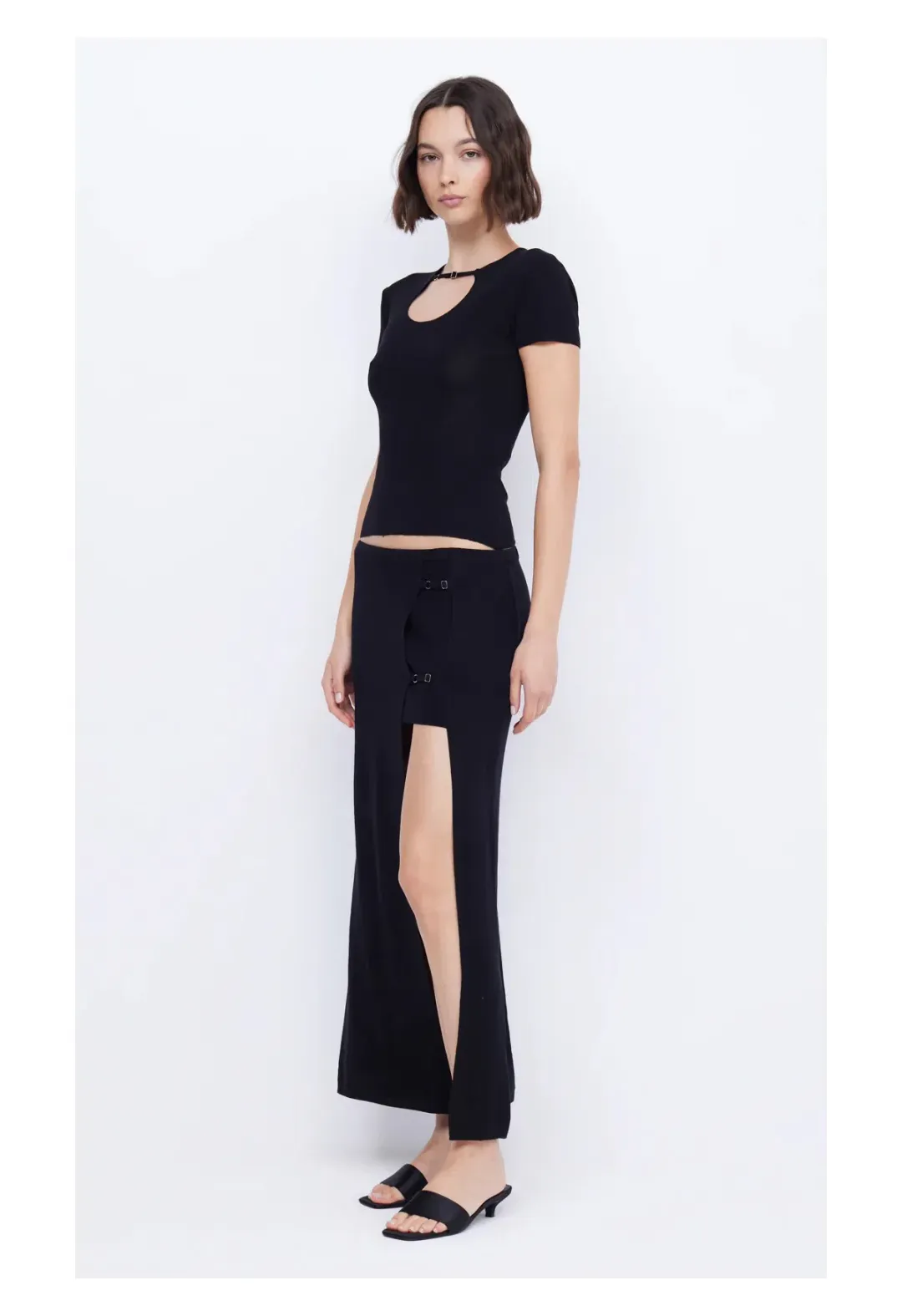 Bec and Bridge Caspian Knit Maxi Skirt Black Size S for rent on The Volte - main image
