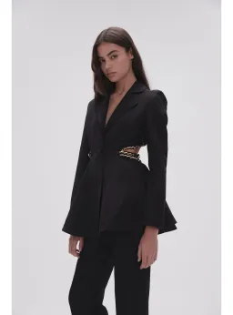 Aje Opal Backless Chainlink Jacket Black Size AU 10 for rent on The Volte - image 3