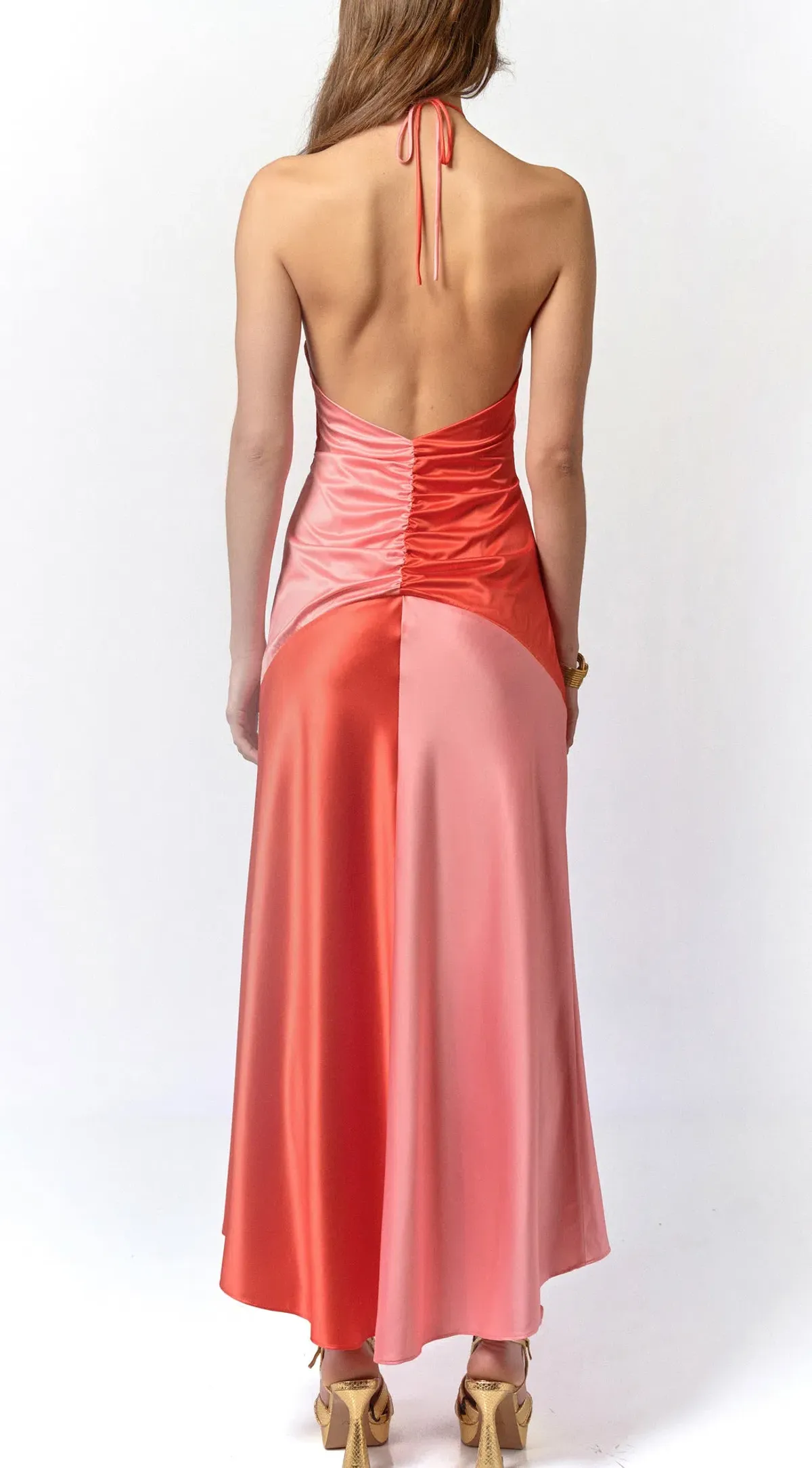 De La Vali Freya Halter Maxi Dress Pink/Red Size 8 - Image 3