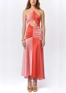 De La Vali Freya Halter Maxi Dress Pink/Red Size 8 for rent on The Volte - image 1