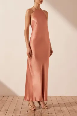 Shona Joy La lune Low Back Halter Neck Midi Dress Antique Rose Size 8 for rent on The Volte - image 2