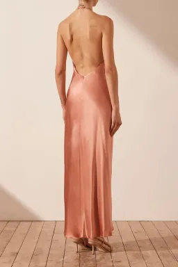 Shona Joy La lune Low Back Halter Neck Midi Dress Antique Rose Size 8 for rent on The Volte - image 3