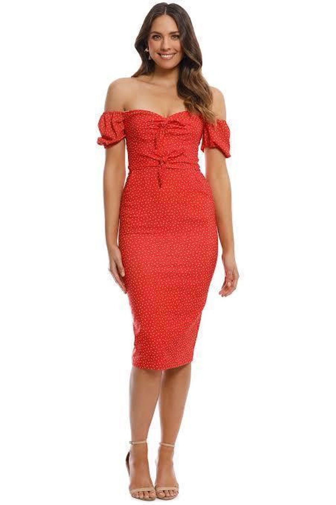 Pasduchas Arcadia Tie Midi Dress - Poppy Size 12 for rent on The Volte - main image