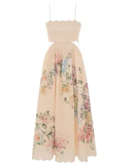 Zimmermann Halliday Scallop Midi in Cream Watercolour Floral Size 2 / AU 12 for rent on The Volte - image 3