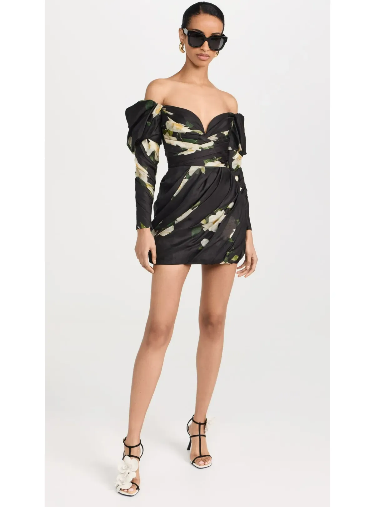 Zimmermann Harmony Drape Mini Dress in Black Magnolia Size 2 / AU 12 for rent on The Volte - main image