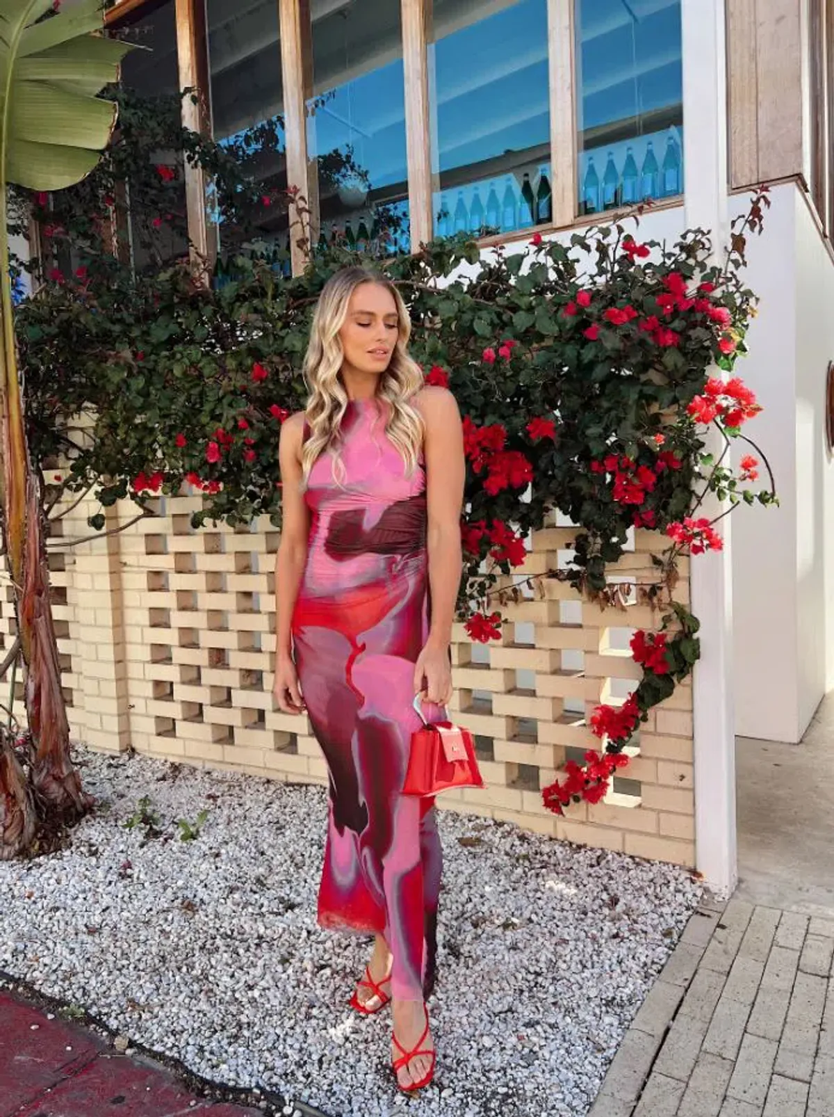 Scanlan Theodore Italian Watercolour Print Dress Raspberry Size 8 - Image 1