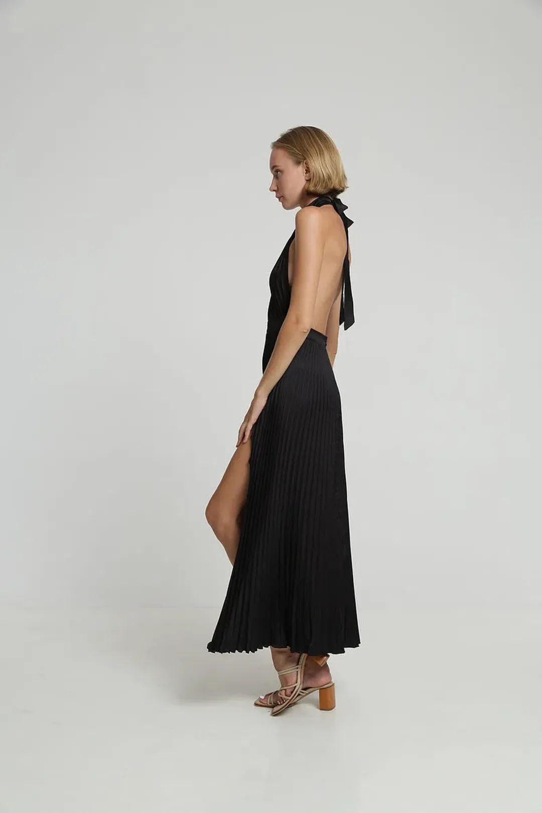 L’Idee Renaissance Split Dress Black Size 8 for rent on The Volte - main image